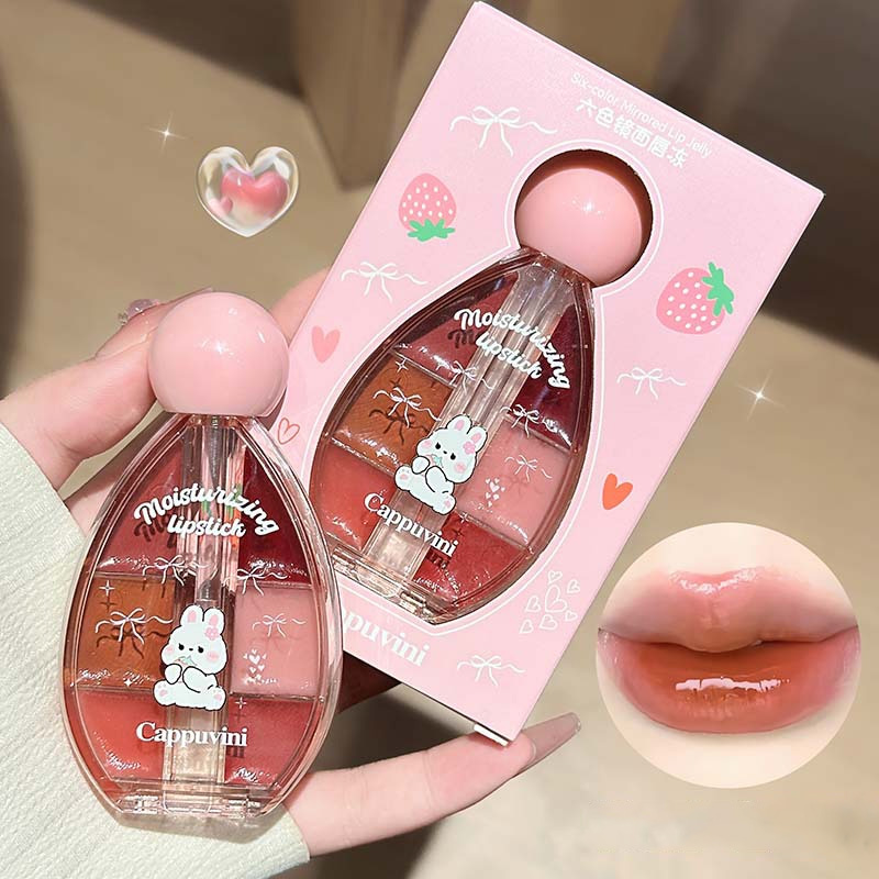 6 Color Mirror Lip Gloss Palet - Lip Tint Korean のレビューと価格