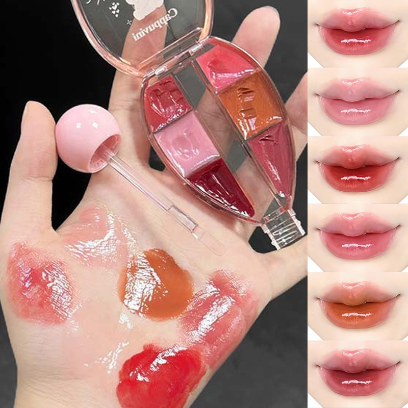 6 Color Mirror Lip Gloss Palet - Lip Tint Korean のレビューと価格