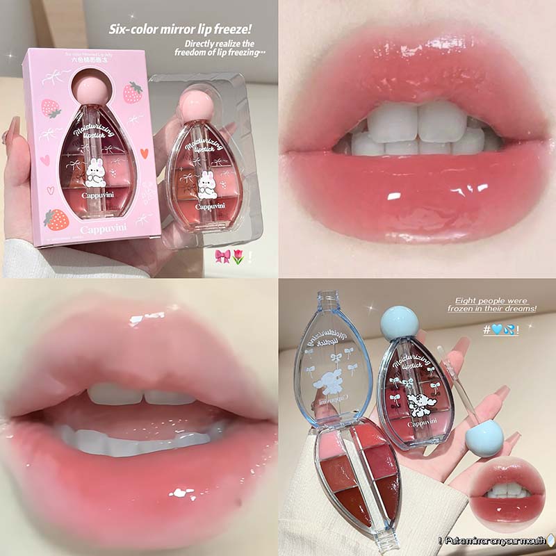 6 Color Mirror Lip Gloss Palet - Lip Tint Korean のレビューと価格